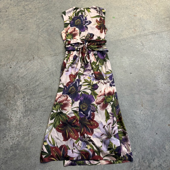 Hobbs London Women’s Floral Sleeveless Midi Dress Tie Waist Size 8 Luxury Preppy - Picture 8 of 11